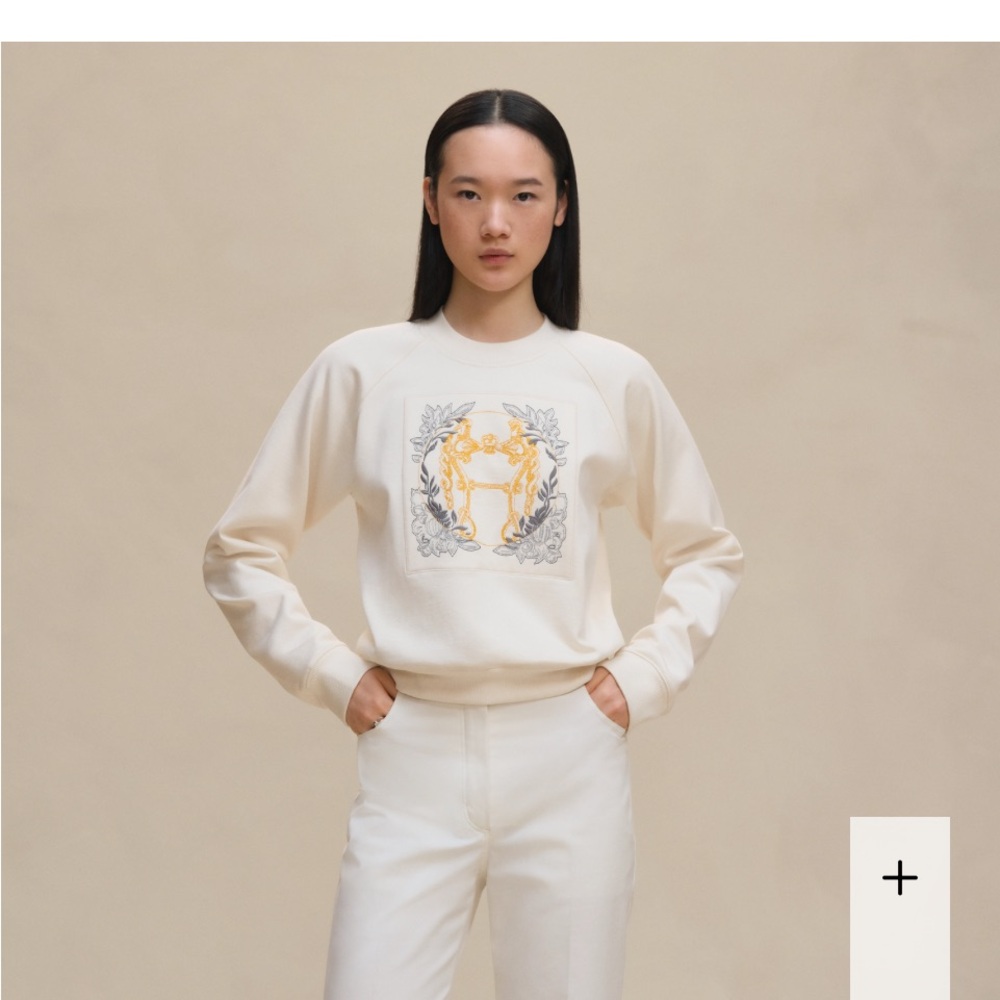 Brand new Hermes "Della Cavalleria" raglan sleeve embroidered sweatshirt